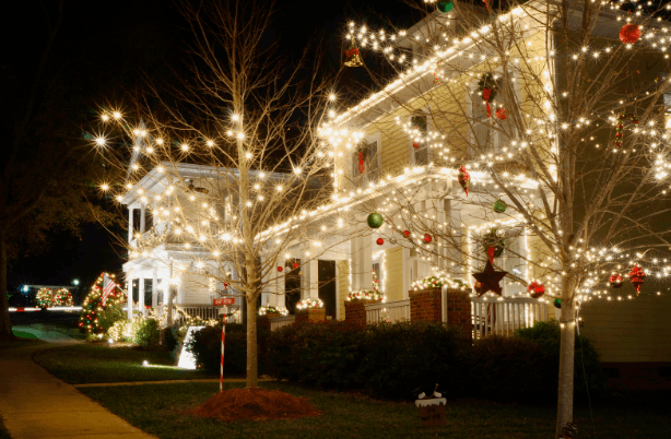 this image shows Christmas lights installation in Cameron Park, CA