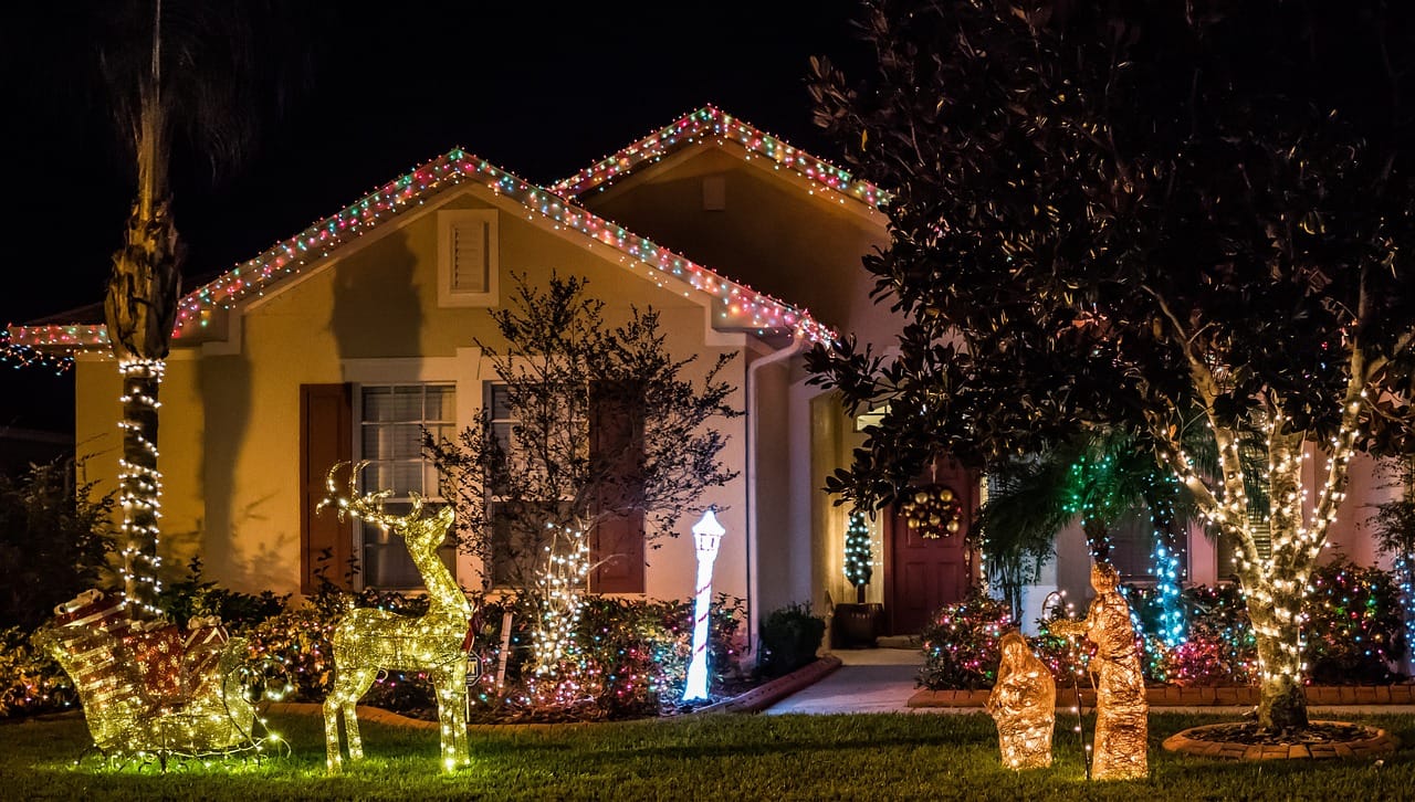 this image shows Christmas lights installation in Cameron Park, CA
