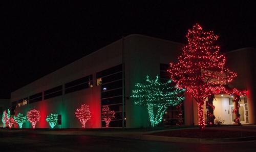 this image shows commercial Christmas lights installation in Cameron Park, CA