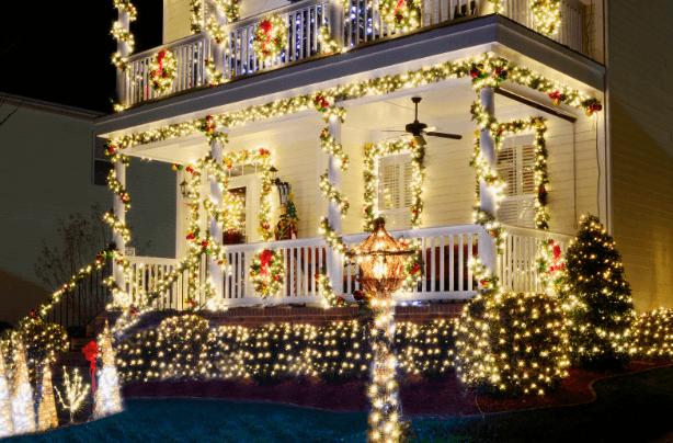 this image shows residential Christmas lights installation in Cameron Park, CA