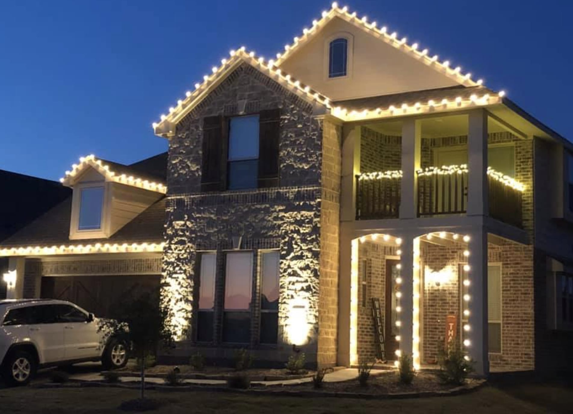this image shows Christmas lights installation in Cameron Park, CA