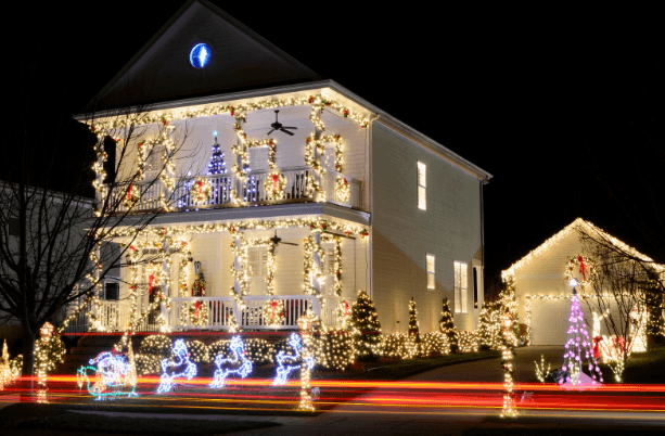 this image shows residential Christmas lights installation in Cameron Park, CA