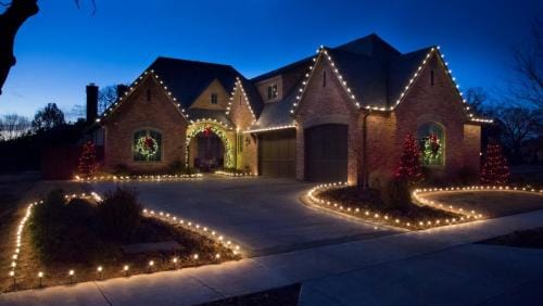 this image shows Christmas lights installation in Cameron Park, CA