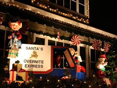 this image shows commercial Christmas lights installation in Cameron Park, CA