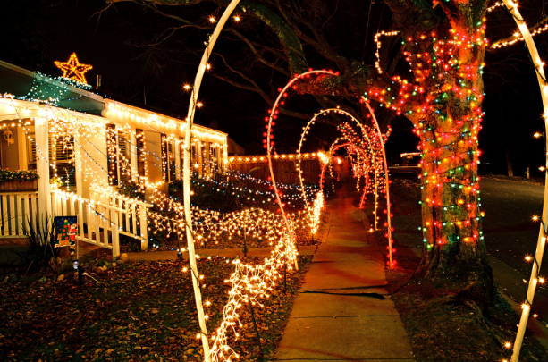 this image shows Christmas lights installation in Placerville, CA