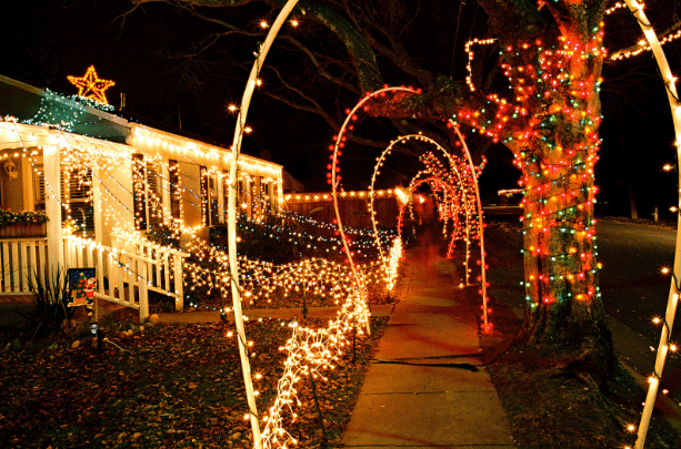 Roofline and yard Christmas lights for Coloma Christmas light installation by Glow Up Christmas Lights