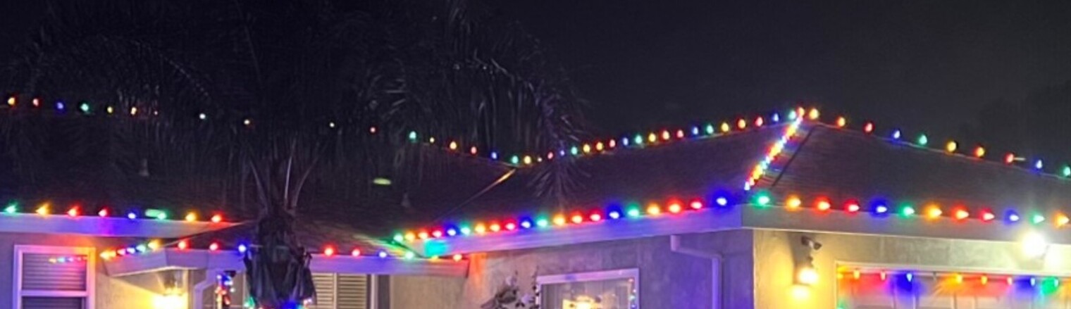 Christmas light installers in Cameron Park, CA: multicolor c9 ranch eave run
